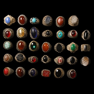Tribal Metal and Stone Ring Group