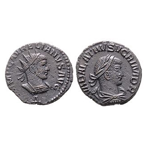Ancient Roman Imperial Coins - Vabalathus and Aurelian - AE Antoninianus