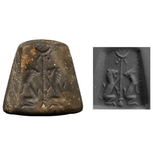 Neo-Babylonian Bifacial Stone Stamp Seal with Animals