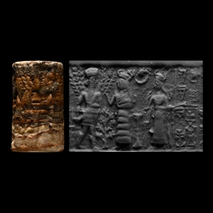 Akkadian Banded Agate Cylinder Seal with Inscription