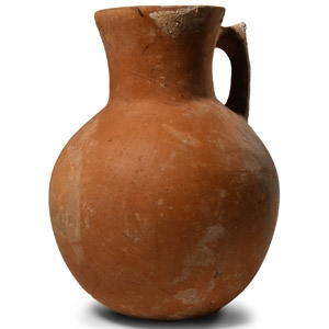 Luristan Terracotta Jug with Animal-Headed Handle