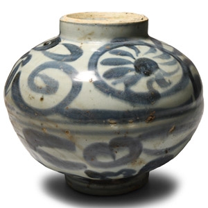 Chinese Ming Blue and White Jar with Peonies