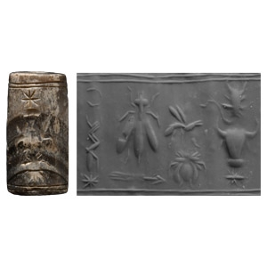 Mesopotamian Agate Cylinder Seal with Bulls Head