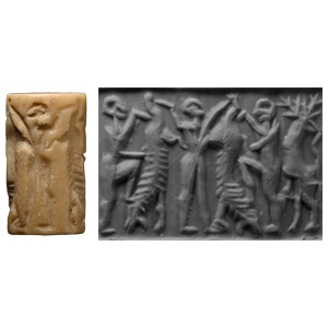 Mesopotamian Stone Cylinder Seal with Contest Scene