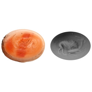 Roman Banded Agate Lion Attack Gemstone