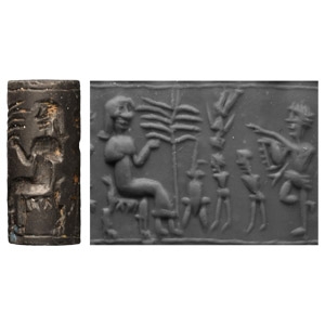 Mesopotamian Stone Cylinder Seal with Banquet Scene