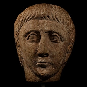 Over Life-Size Gallo-Roman Limestone Head of an Athlete