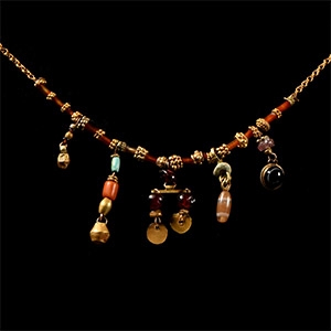 Western Asiatic Bead and Gold Element Necklace