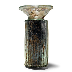 Roman Finely Ribbed Iridescent Glass Jar