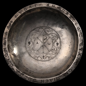Inscribed Silver Bowl with Chi Rho