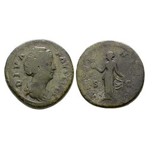 Ancient Roman Imperial Coins - Faustina - Aeternitas AE Sestertius