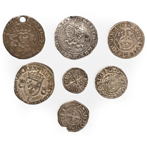 Group of Seven (7) Various AR Hammered Coins.