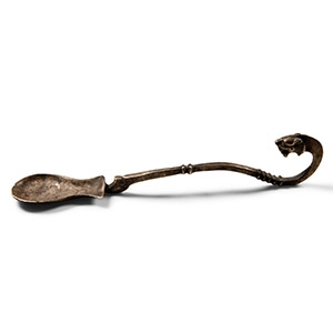 Roman Silver Spoon with Lion-Head Handle