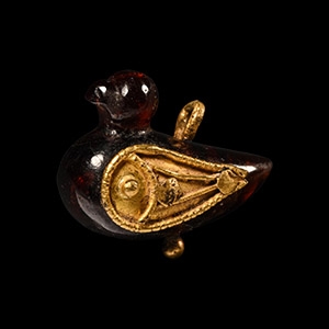 Garnet and Gold Bird Pendant