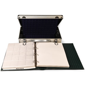Aluminium Coin Case with Trays and Coin Album.