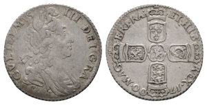 England. Stuart, William III AR Sixpence.
