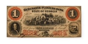 United States. State of Georgia,The Merchants and Planters Bank One Dollar Note.