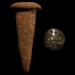 Reproduction Cuneiform Foundation Cone and Erotic Seal Group