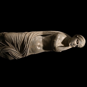 Life-Size Roman Marble Sleeping Girl from a Sarcophagus Lid
