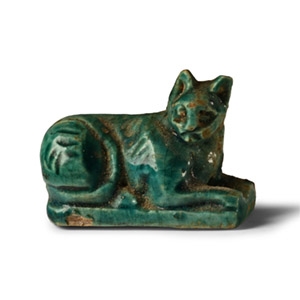 Egyptian Blue Glazed Bastet Amulet