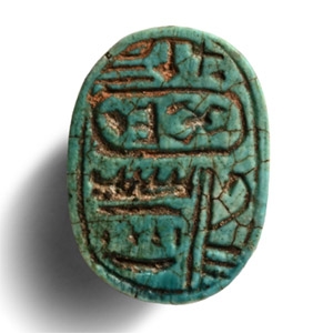 Egyptian Blue Glazed Scarab of Thutmose III