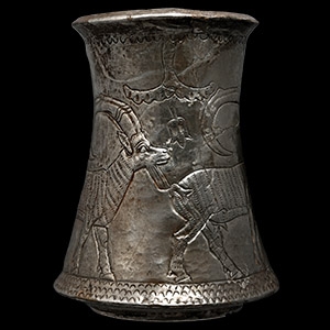 Elamite Silver Beaker with Three Ibexes