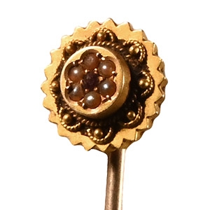 Tie Pin with Gold Finial with Pearls