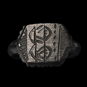 Tudor Period Bronze Ring with Hexagonal Bezel
