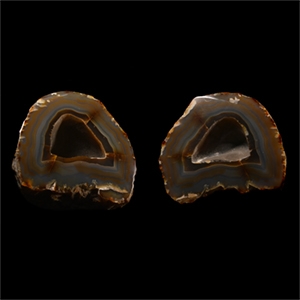 Natural History - Historic Large Cut and Polished Agate Mineral Specimen Pair