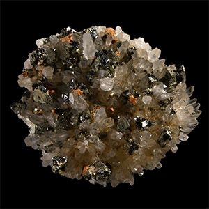 Natural History - Historic Peru Tetrahedrite and Chalcopyrite on Quartz Mineral Specimen