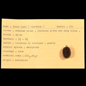 Natural History - Historic Mounted Australia Black Opal Specimen Pendant