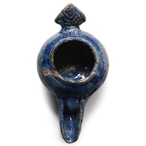 Seljuk Style Blue-Glazed Oil Lamp