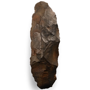 Large Stone Age Knapped Black Stone Axehead