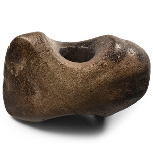 Large Stone Age Polished Black Stone Pierced Axehead