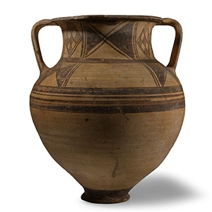Very Large Cypriot Bichrome Amphora with Double Strap Handles