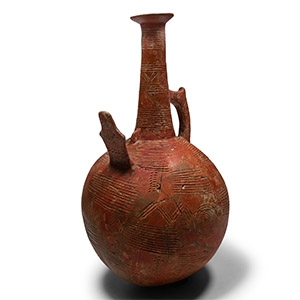 Large Cypriot Red Burnished Ware Jug with Plank Idol