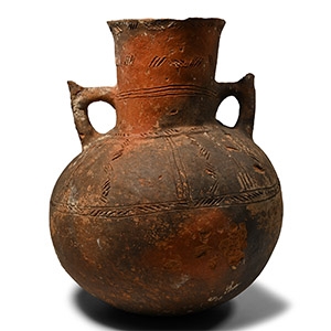 Cypriot Decorated Red Burnished Ware Amphora-Shaped Vessel
