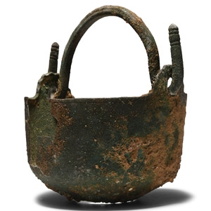 Roman Bronze Handled Vessel