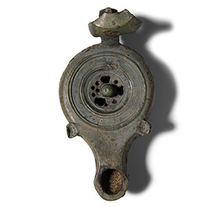 Large Roman Bronze Oil Lamp