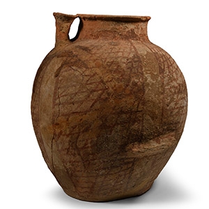 Western Asiatic Net-Painted Terracotta Storage Vessel with Ledge Handles