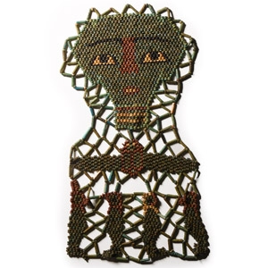 Egyptian Faience Beaded Mummy Mask with Sons of Horus