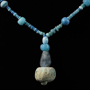 Achaemenid Pale Blue Glass and Other Bead Necklace String