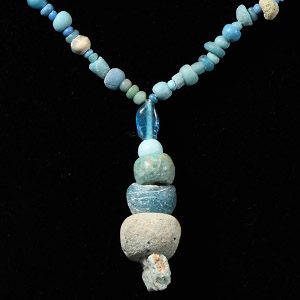 Achaemenid Pale Blue Glass and Other Bead Necklace String