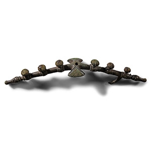 Viking Age Bronze Purse Bar with Zoomorphic Terminals
