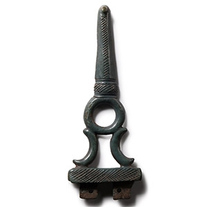 Iron Age Celtic Bronze Handle with Crescents
