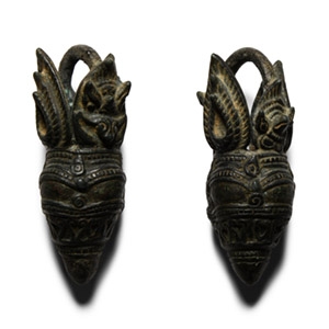 South East Asian Khmer Bronze Temple Ring Pair