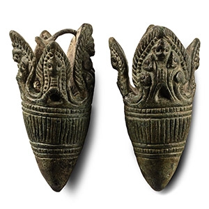 South East Asian Khmer Bronze Temple Ring Pair