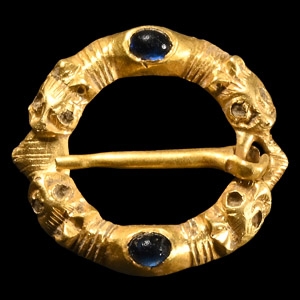 Medieval Published Jewelled Gold Zoomorphic Annular Brooch