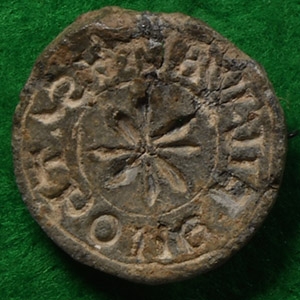 Framed Medieval Lead Seal Matrix of Thomas Son of Walter