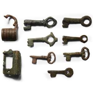 Medieval and Later Published Bronze Casket Key and Padlock Collection